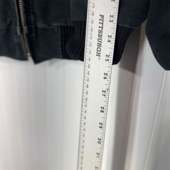 Vintage 05 Carhartt J140 Hooded Work Jacket Black L Duck Canvas USA Distressed - Picture 10 of 10